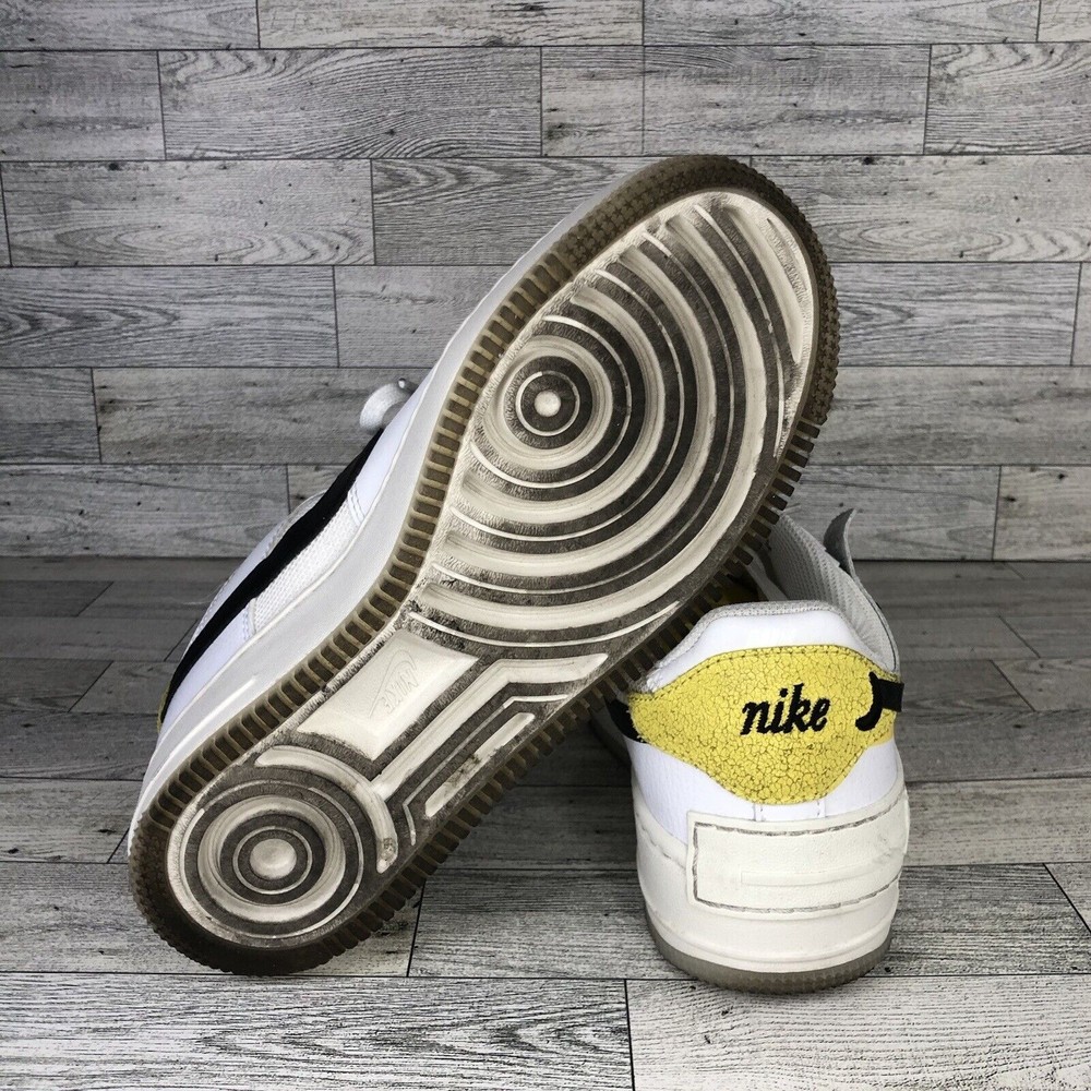 Nike White and Black Athletic Shoes with Yellow Accents - Picture 4 of 5